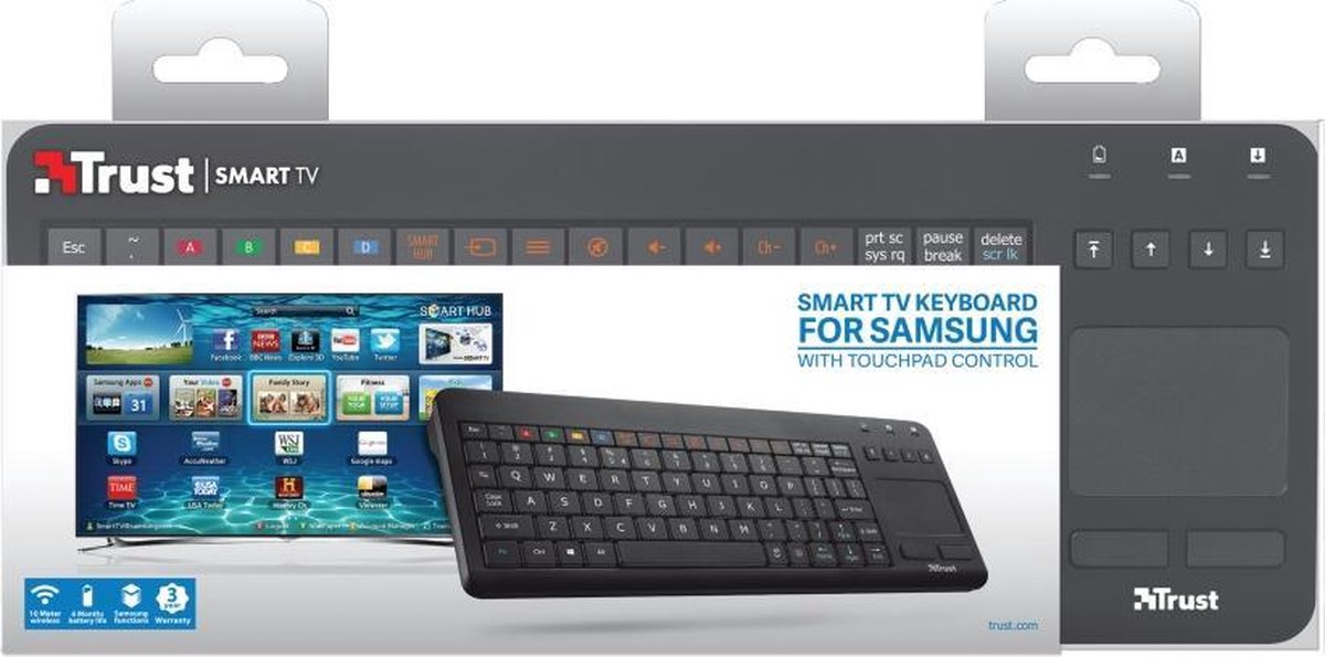 Hysterisch olifant Het formulier Trust Sento - Draadloos Smart TV Toetsenbord voor Samsung - Qwerty | bol.com