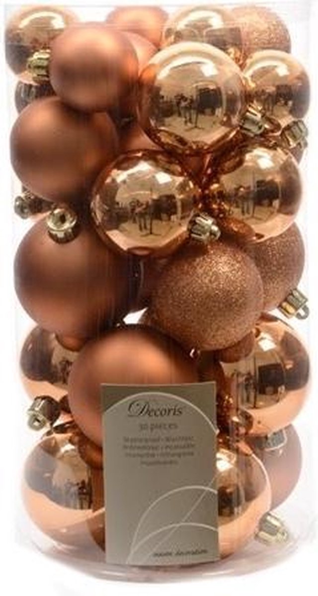 Kerstballen mix koper 30 stuks - koperkleurige Kerstversiering | bol.com