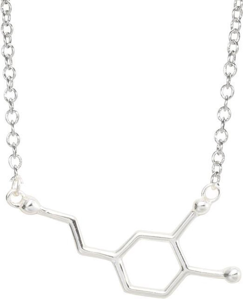 24/7 Jewelry Collection Dopamine Molecuul Ketting - Molecule - Zilverkleurig