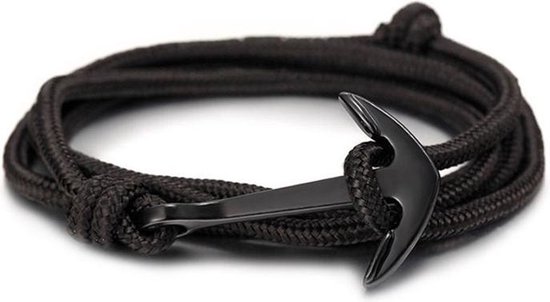 Bracelet ancre cordon polyester noir