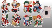 Kersthuisjebestellen - Memo magneten - Kerstmagneten - Kerstmannen - Sneeuwmannen - Serie van 8 stuks