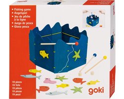 GOKI Spel - Visserspel - Met 3 Magnetische Hengels En 15 Visjes - Hout - 3 Jaar