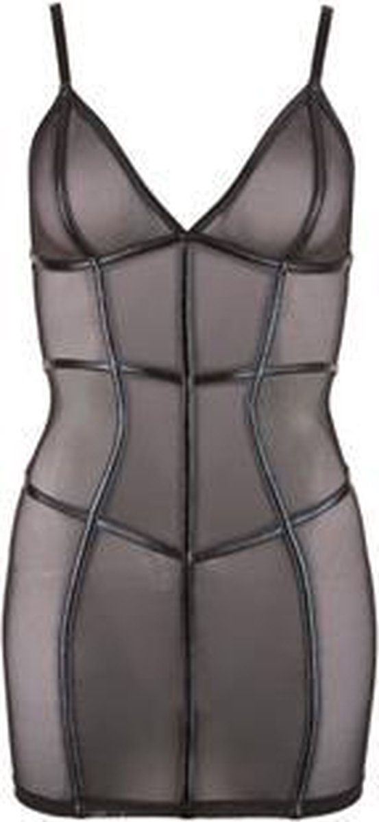 Goedkoopste Cottelli Collection Doorzichtig Mini Jurkje Met Wetlook Strepen - Zwart