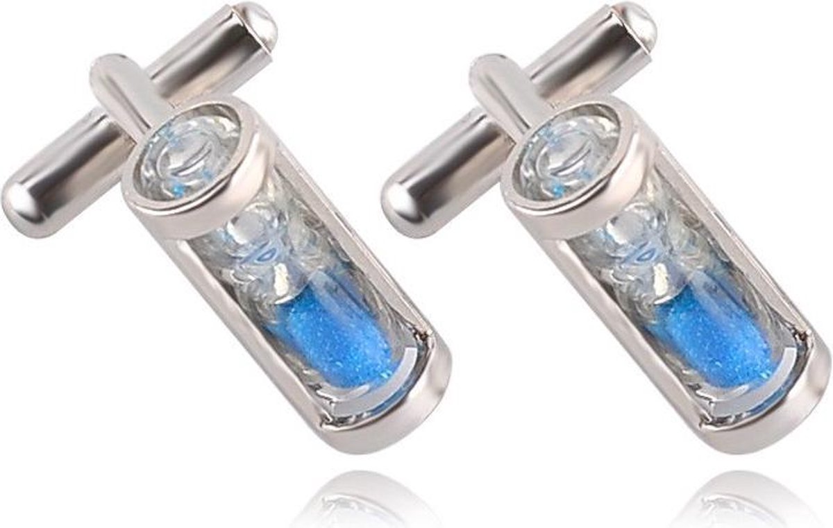 Amanto Manchetknopen Ashur Blue - 316L Staal - Zandloper - 20x8mm
