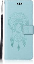 Shop4 - Samsung Galaxy S10 Hoesje - Wallet Case Dromenvanger Uil Mint Groen