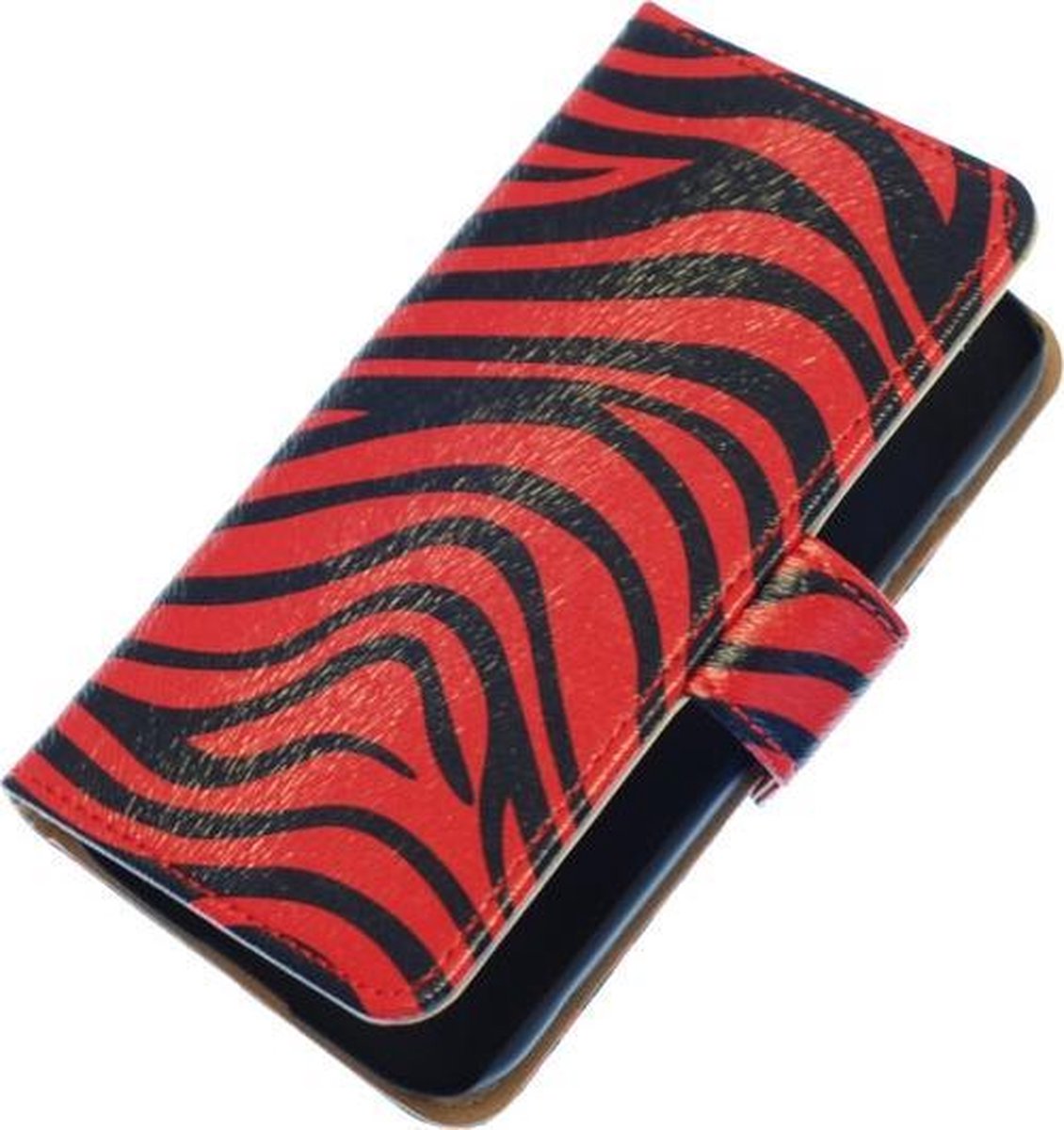 BestCases.nl Samsung Galaxy S3 Mini I8190 Zebra booktype hoesje Rood
