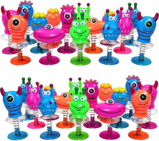 24 STUKS - Jump Up Monsters - Mix Gekleurde Omhoog Springende Monsters - Traktatie - Uitdeelcadeautjes voor jongens & Meisjes - Merkloos