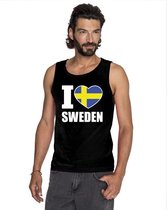 Zwart I love Zweden fan singlet shirt/ tanktop heren S