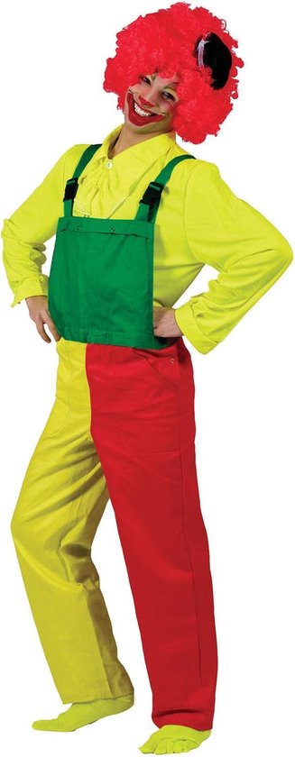 Clowns Kostuum | Salopet/Tuinbroek | Rood/Geel/Groen | Maat XL | Carnaval  kostuum |... | bol.com