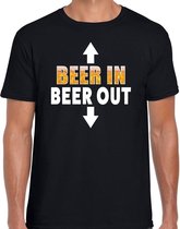 Oktoberfest Beer in beer out drank fun t-shirt zwart voor heren - bier drink shirt kleding S
