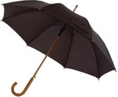 Zwarte luxe paraplu met houten handvat in haakvorm 103 cm - Paraplu - Regen