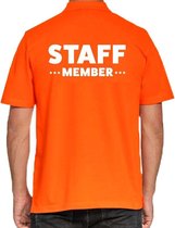 Staff member / personeel tekst polo shirt oranje voor heren XL
