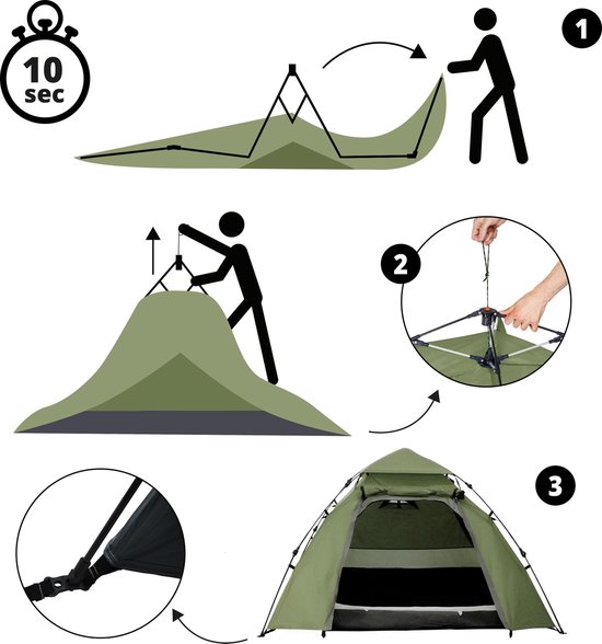 Lumaland Koepeltent Quick Up System Outdoor - Groen - 3 Persoons van Lumaland — afbeelding 2