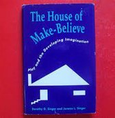 Couverture de livre avec le titre 'The House of Make-Believe: Play and the Developing Imagination' en lettres blanches sur fond bleu. Une représentation schématique blanche d'une maison avec un escalier est dessinée.