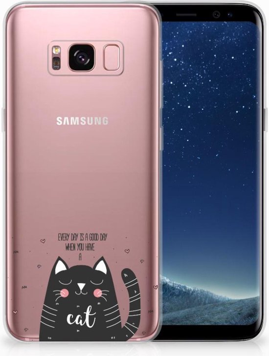 Housse en Cuir Etui de Protection pour Samsung Galaxy S8 Coque Cat Good Day  | bol.com