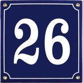 Emaille huisnummer blauw nr. 26