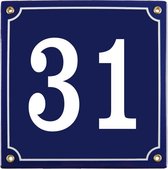 Emaille huisnummer blauw nr. 31