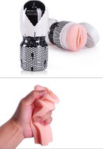 Power Escorts - Masturbator Cup - Kunst Kut - Kunst Vagina - Speeltjes voor Mannen - Pocket Pussy - White Black - BR25 - beige - 16,5 cm