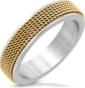 Amanto Ring Akram Gold - 316L Staal - Mesh Band - 6mm - Maat 63-20mm