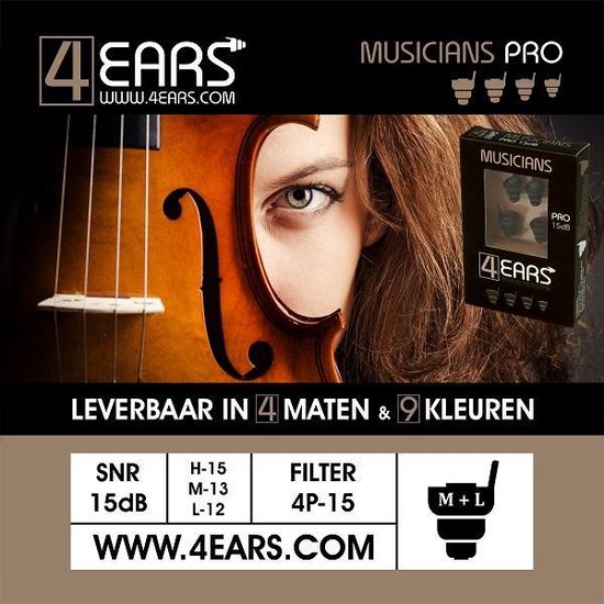 4EARS Musicians Pro 15dB | Oordopjes Orkest Muzikant - Oordoppen Musicus  -... | bol.com