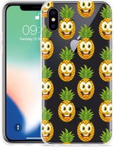 Geschikt voor Apple iPhone Xs Hoesje Happy Ananas - Designed by Cazy