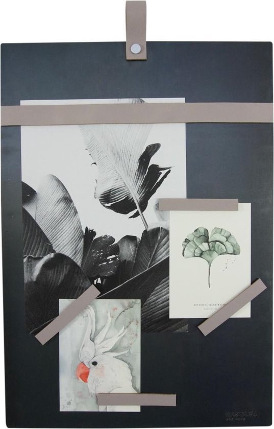 Magneetbord 50x35 Handles and more® LICHTGRIJS / zwart staal