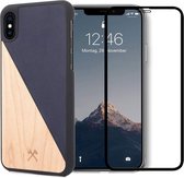 iPhone Xs Max hoesje - Woodcessories - Donkerblauw - Hout
