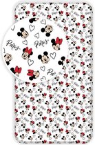 Disney Minnie Mouse Paris - Hoeslaken - Eenpersoons - 90 x  200 cm - Multi