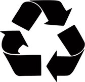 Zwarte recycling autosticker - recycle stikker - recycled plakplaatje - recycling om op te plakken - 14,7 x 15,2cm - aut 134