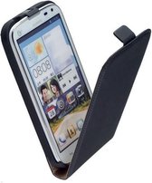 Huawei Ascend G610 Lederlook Flip Case hoesje Zwart