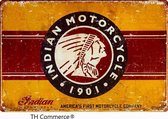 METALEN WANDBORD - INDIAN MOTORS klassiek  - WANDDECORATIE - RECLAMEBORD - MUURPLAAT - VINTAGE - RETRO - TEKST - DECORATIEBORD - NOSTALGIE ART - 30x20 cm - TH Commerce® - nr 7877