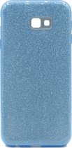 Samsung Galaxy J4 Plus Hoesje - Glitter Back Cover - Blauw