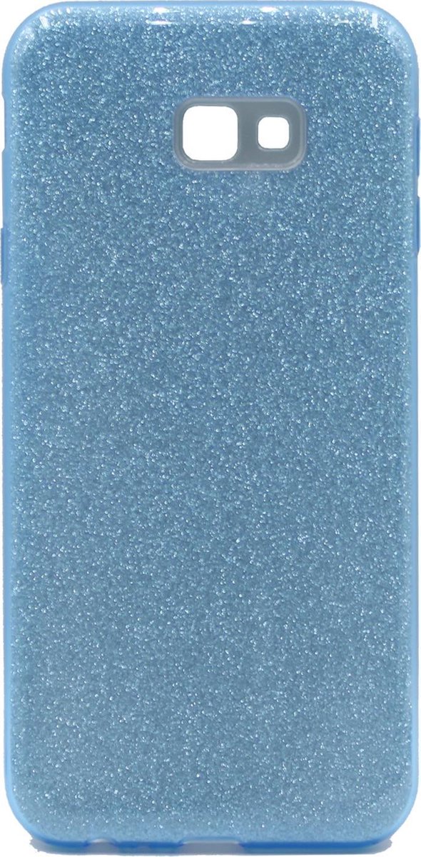 HB Hoesje Geschikt voor Samsung Galaxy J4 Plus - Glitter Back Cover - Blauw