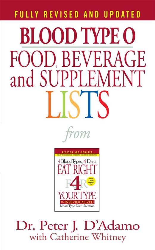 Blood Type O Food, Beverage and Supplemental Lists - cover
