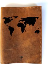 Paspoorthoesje | Wereldkaart - Bruin