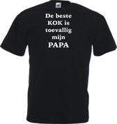 Heren T-shirt - De beste kok is toevallig mijn Papa - zwart - maat XXL