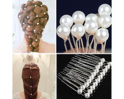 Haar Parels - Parel Haar Styling hulpstuk - haarclip - Haarpin parelvorm Gala / bruiloft haarmode - Pearl Haarschuifje - Parels Elastiekje - Bruids haar - Parel Pins 10 stuks