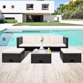 Loungeset poly rattan zwart 12-delig  (incl. Fleecedeken)