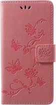 Bloemen & Vlinders Book Case - Geschikt voor Huawei P20 Lite Hoesje - Pink