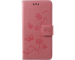 Bloemen & Vlinders Book Case - Geschikt voor Huawei P20 Lite Hoesje - Pink