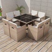 Tuinset grijs/beige poly rattan 25-delig  (incl. Fleecedeken)