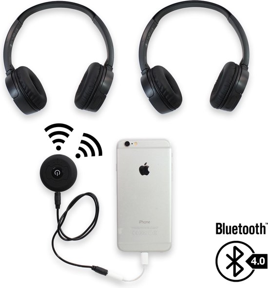 landen Industrialiseren Landgoed Bluetooth Transmitter - 2 koptelefoons draadloos op één telefoon -  Multipoint -... | bol.com