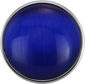 Quiges - Dames Click Button Drukknoop 18mm Glas Cat Eye Marine Blauw - EBCM144
