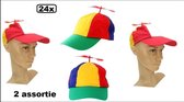 24x Baseball cap propeller assortie kleuren - verstelbaar - Festival thema feest
