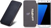 Samsung Galaxy S7 Edge Hoesje Wallet Book Case Zwart, Hoesje Portemonnee Leer Galaxy S7 Edge met Vakje voor Pasjes, Hoesje Cover Galaxy S7 Edge, Case met Siliconen Houder