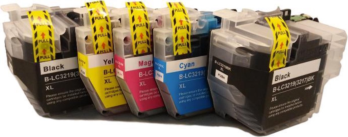KATRIZ® huismerk inkt voor|Brother 2x LC3219XL Zwart + 1x LC3219Cyaan + 1x LC3219Magenta +  1x LC3219XL Geel|5stuks|Met chip