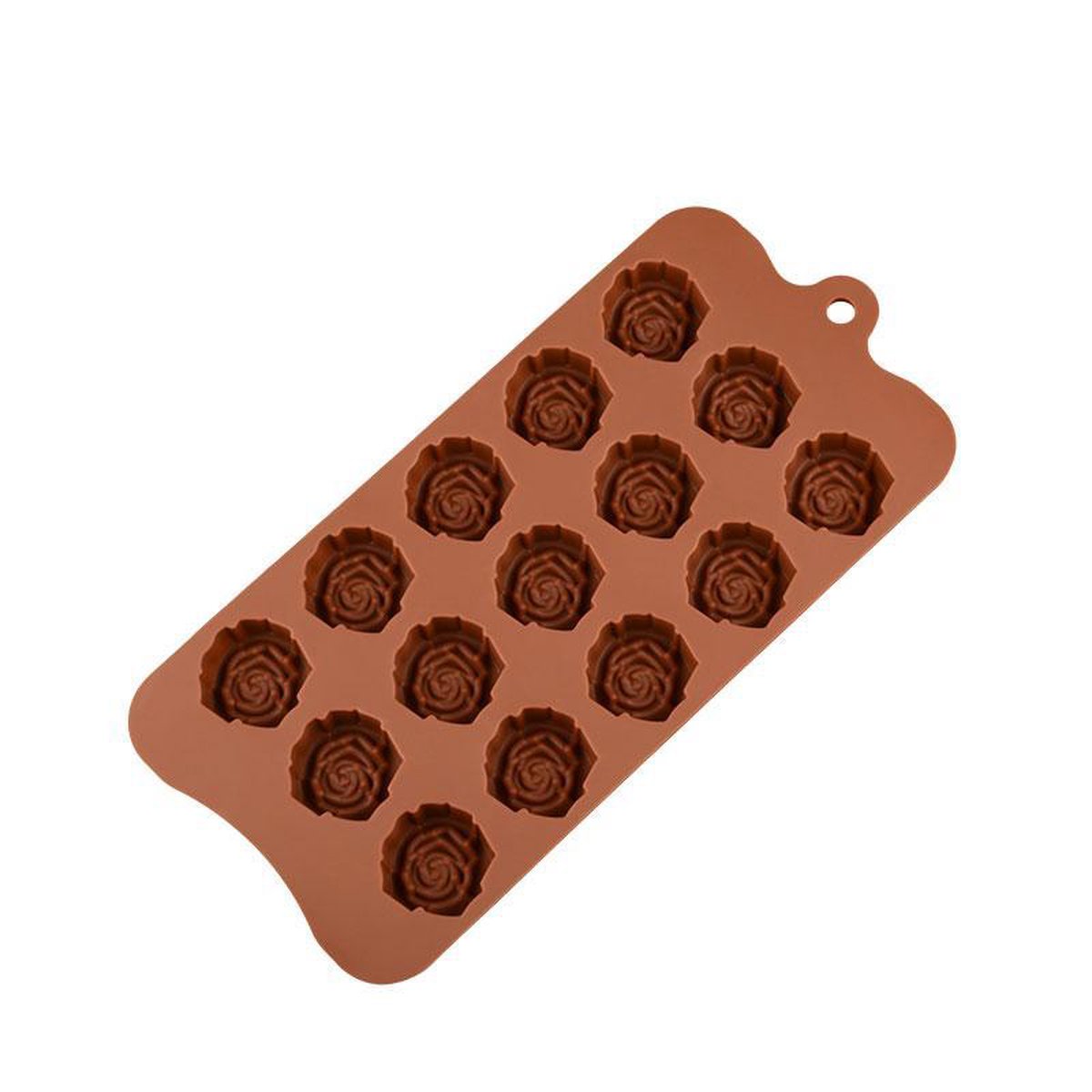 Siliconen Chocoladevorm Roosjes Plat - Fondant Bonbonvorm Mal - 15 stuks
