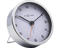 NeXtime - Wekker - 9 x 9 x 7.5 cm - Metaal - Wit - 'Company Alarm'