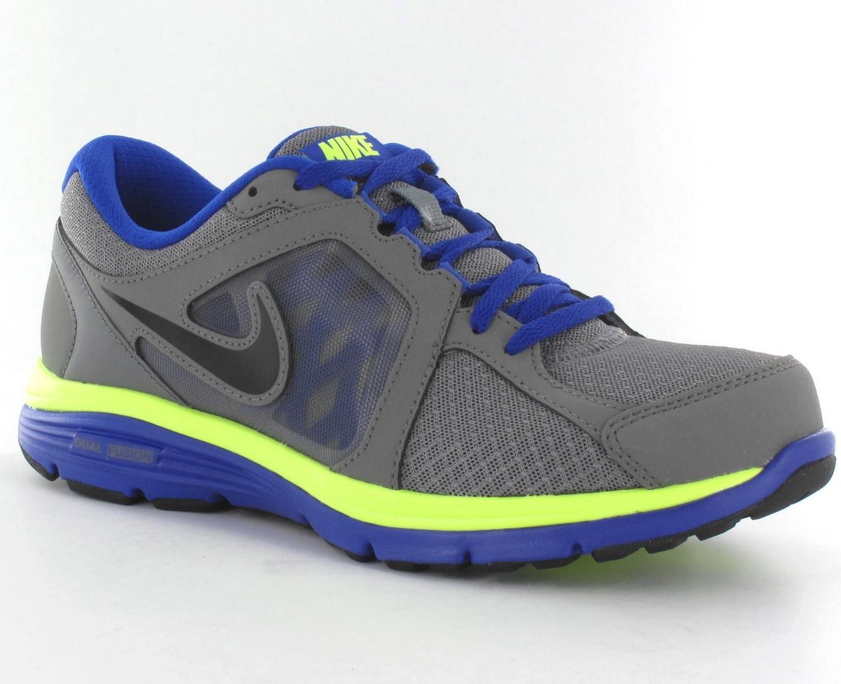 Nike Dual Fusion Run - Hardloopschoenen - Heren - Maat 42,5 -  Grijs;Blauw;Geel | bol