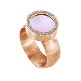 Quiges RVS Schroefsysteem Ring met Zirkonia Rosékleurig Mat 19mm met Verwisselbare Roze Schelp 12mm Mini Munt